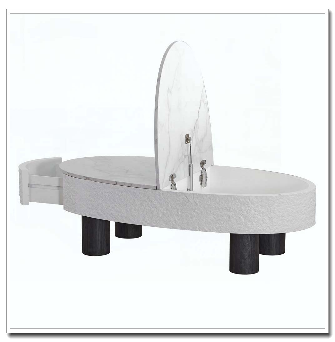 Latitude Run® Oval Coffee Table with Faux Marble Tabletop | Wayfair