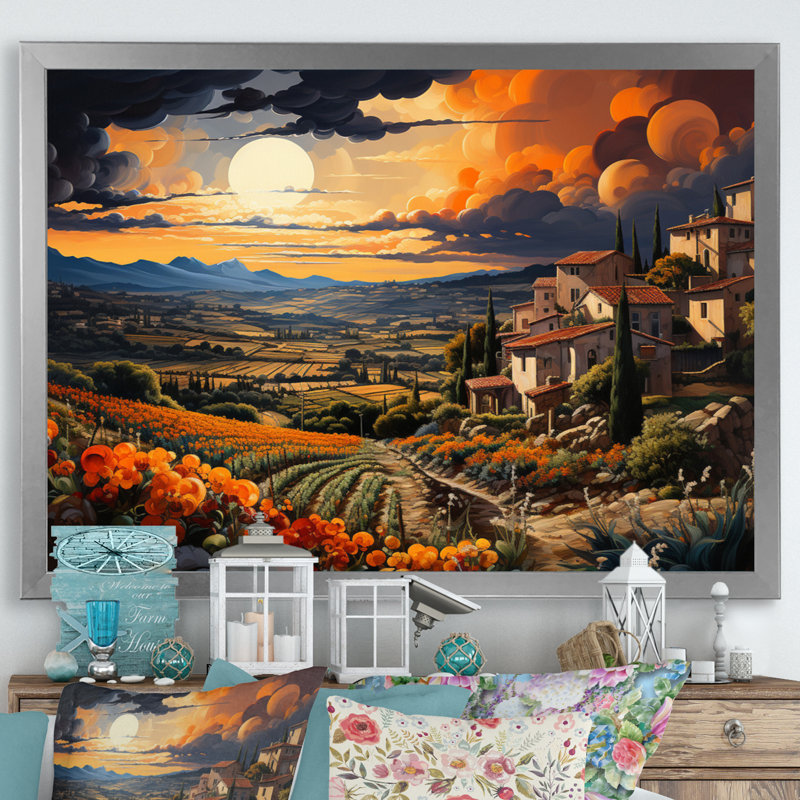 Impression sur toile, "French Vineyard Symphony II", H 12 po x l 20 po x P 1 po, Cadre simple argenté