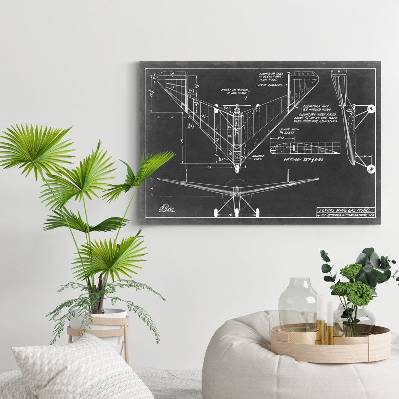 «Aeronautic Blueprint V», reproduction d'art sur toile, H 16 po x l 20 po x P 1 po