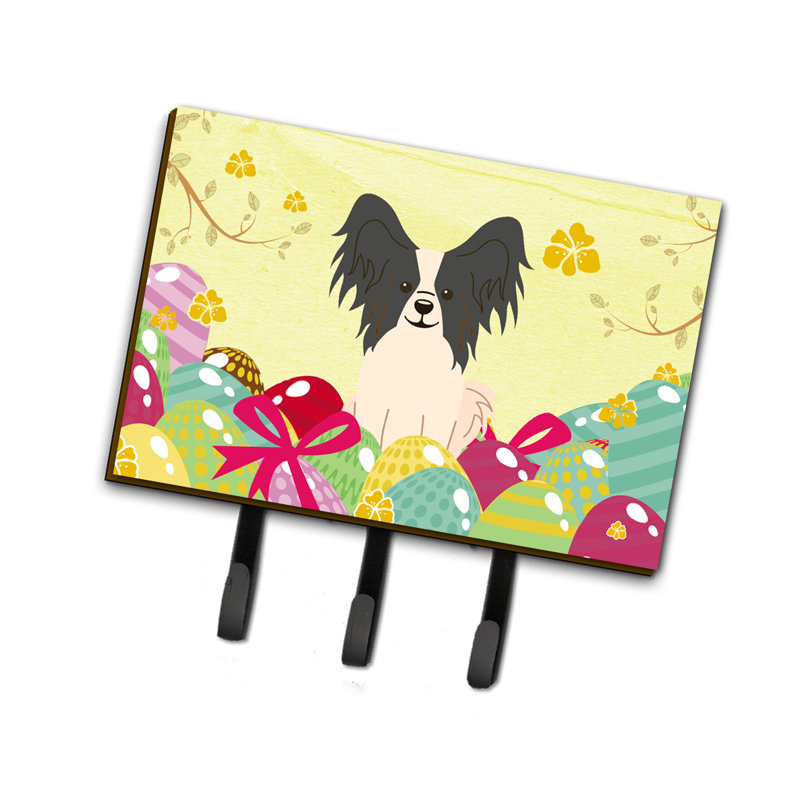 Wall Organizer with Key Hooks, Black/Yellow