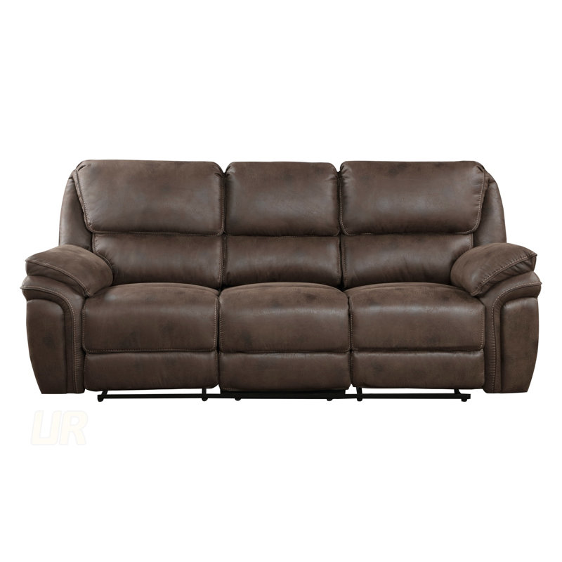 Plush Modern Design Living Room Reclining Sofa With Microfiber Upholstery And Solid Wood Frame For Comfort And Durability