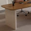 Bureau à 3 tiroirs brun + beige-blanc en L massif + bois manufacturé + verre-2118133782-2118133780