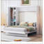 Grand lit escamotable mural avec tablettes, garde-robe et lumières DEL, blanc-513291368-513291371