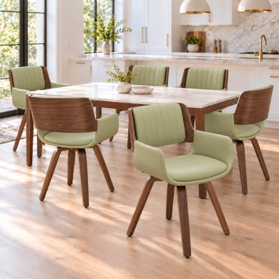 Hitney Faux Leather Swivel Dining Armchairs