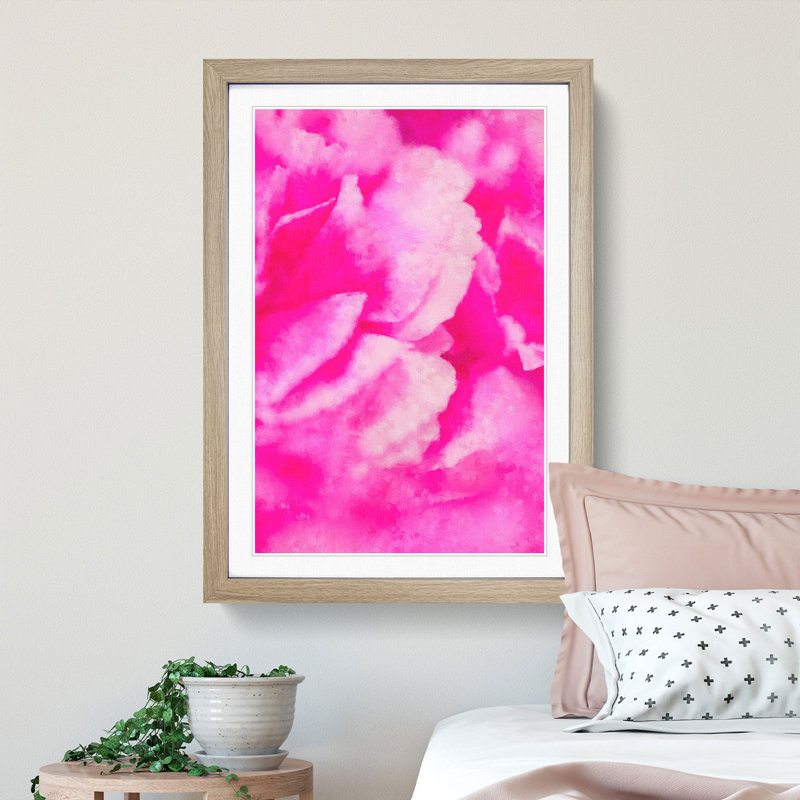 Pink Petals In Bloom - Single Picture Frame Print on MDF, 45cm H x 33cm W x 2cm D, Oak Framed