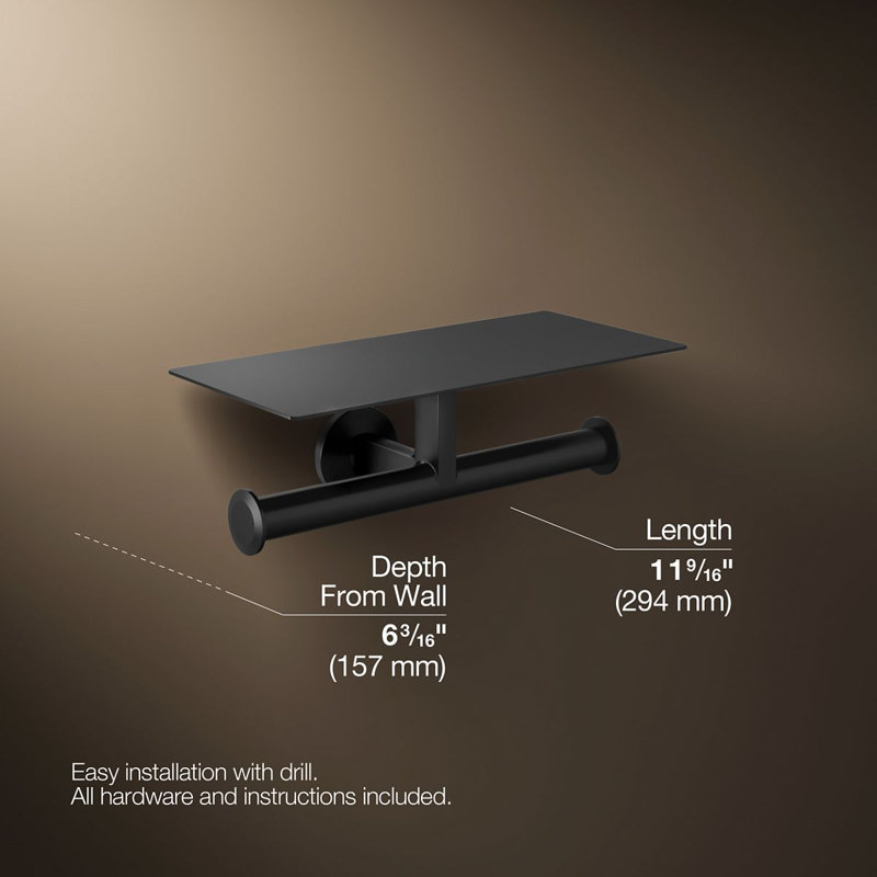 Components™ Covered Double Toilet Tissue Holder, Matte Black