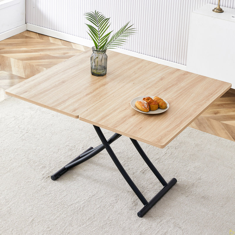 Table élévatrice avec plateau Mfc de 0,8 po et pieds en métal, table basse, table de salle à manger
