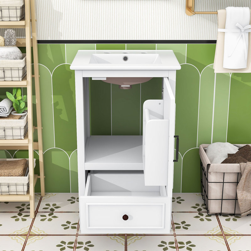 Space-Saving 20-Inch Bathroom Vanity with Sink, White