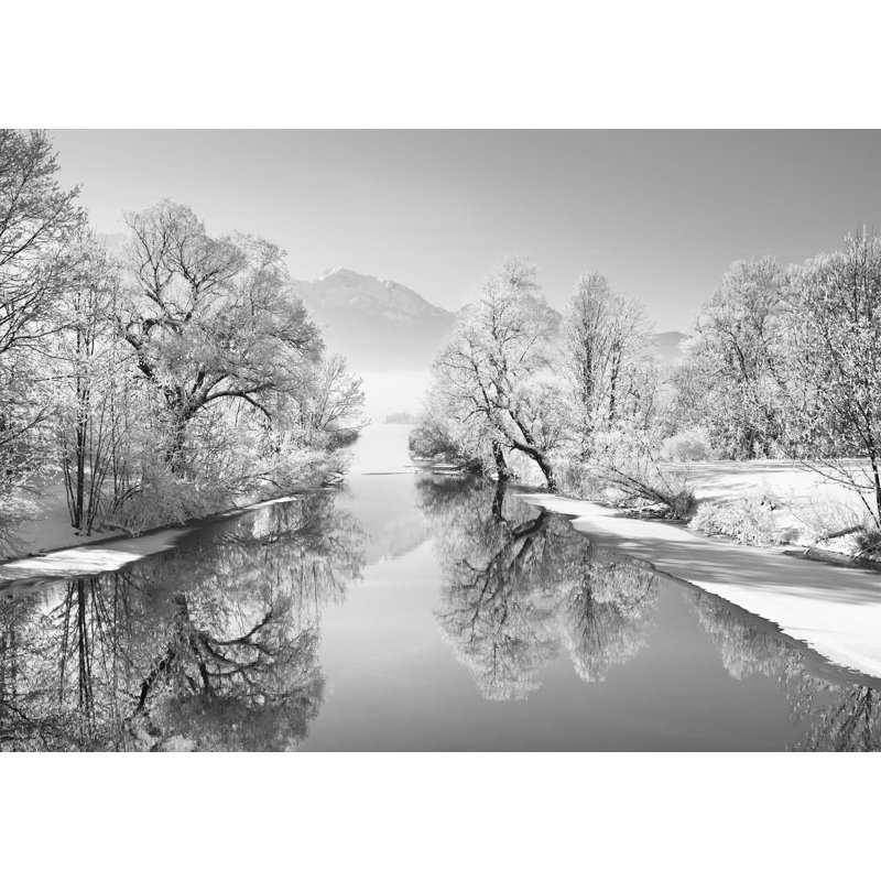 Winter Landscape At Loisach, Germany (Bw) by Frank Krahmer - Wrapped Canvas Print, 70cm H x 100cm W x 4cm D