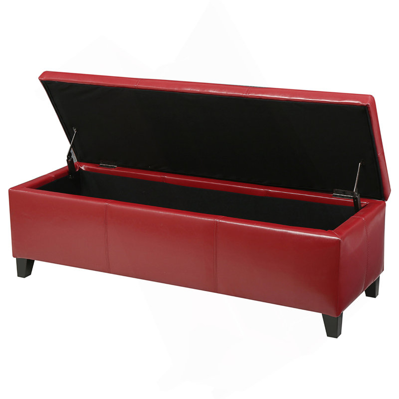 Repose-pieds en cuir avec rangement Jye Vegan, Rouge