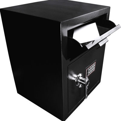 1.1 Cu Ft Keypad Shielded Valuables Safe, Steel, Cash, Checks, Mails, 2 Pin Entries Protected Storage Vault, Theft, Pins