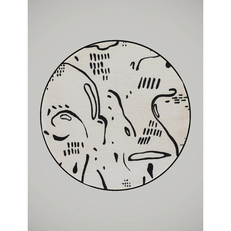 Valto Washable Abstract Indoor Rug, Round 4'