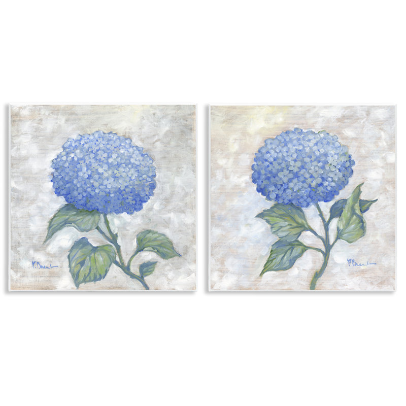 «Blue Hydrangea Garden Blooms», ensemble de 2 plaques murales, design par Paul Brent