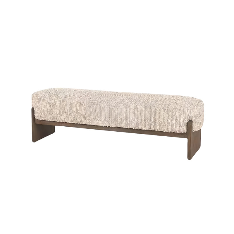 Banc rembourré en chenille Stoyian, H 16,53 po x l 59,05 po x P 17,71 po