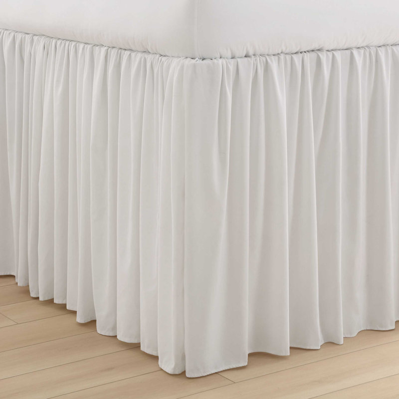 Laura Ashley Washed Solid Tailored Twin XL Bedskirt, White