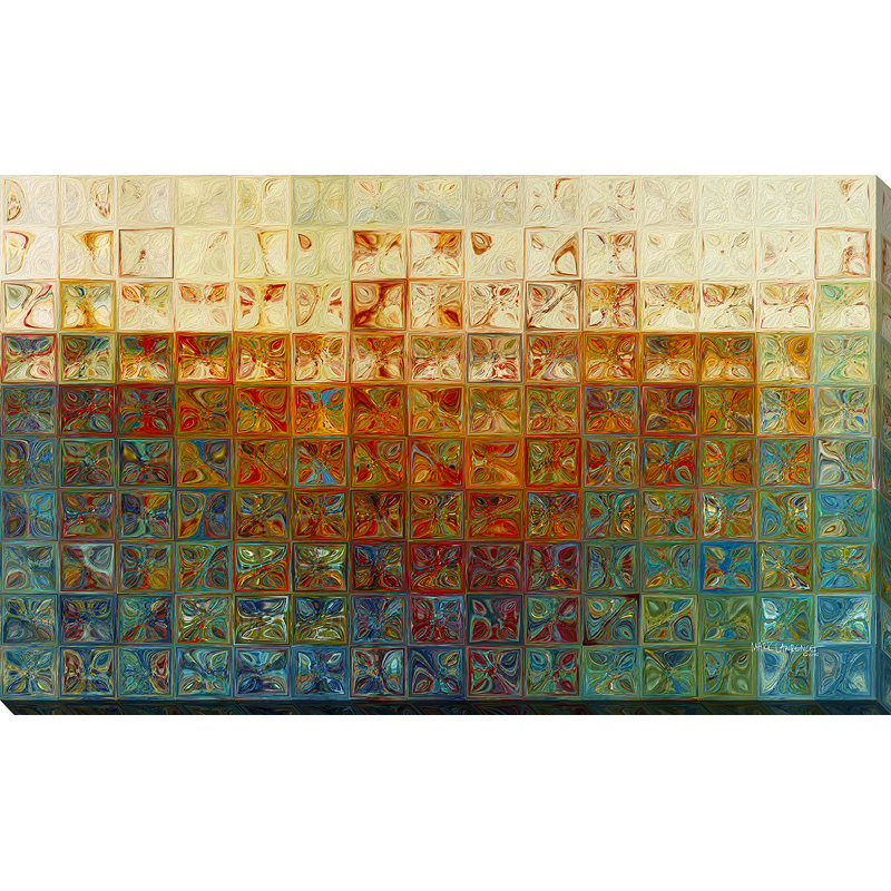 «Modern Mosaic Tile Wall Art # 2, 2015» par Mark Lawrence - impression sur toile tendue, H 24 po x l 40 po x P 1,5 po