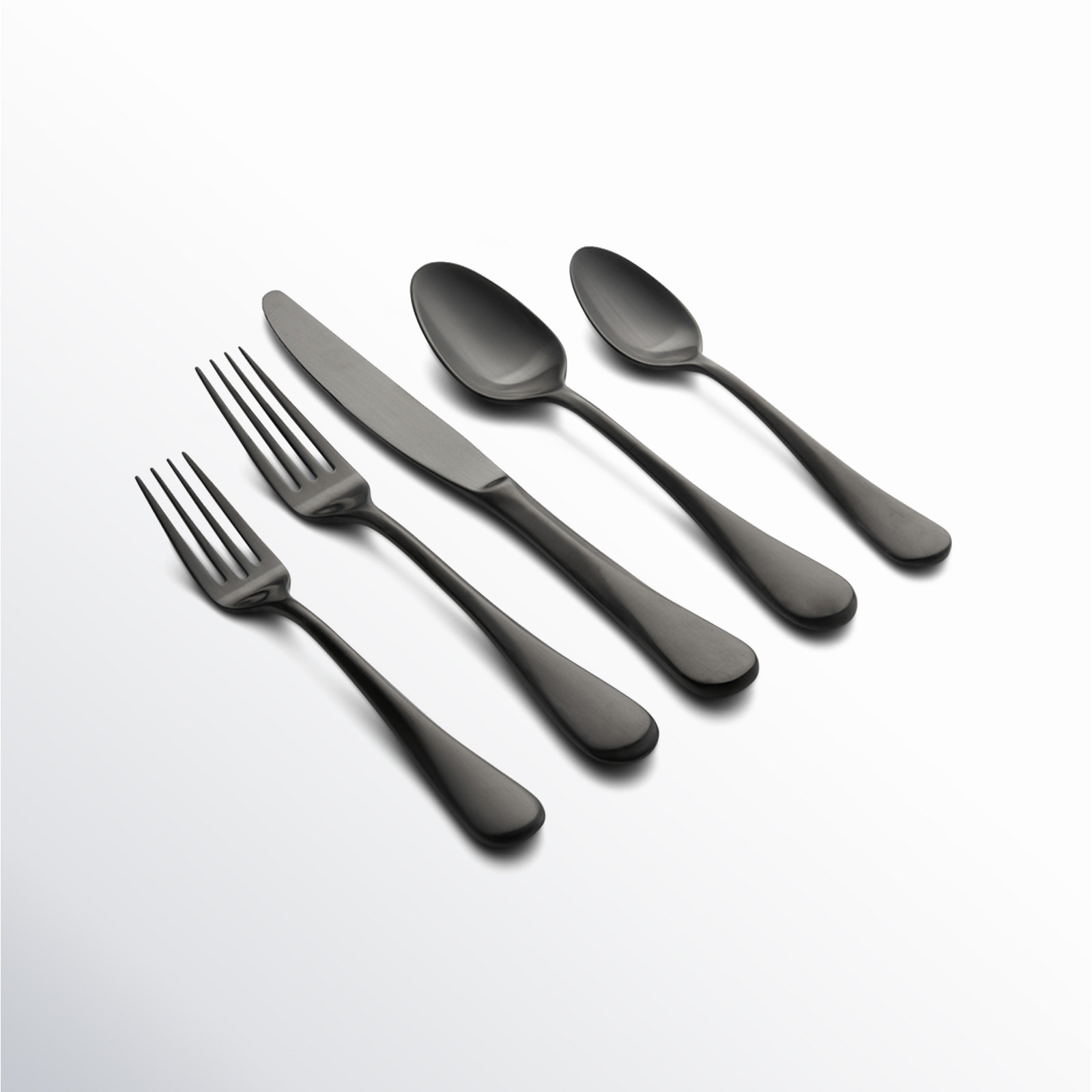 Idaia Stainless Steel Flatware - Set of 20, Black Satin