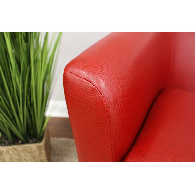 Fauteuil demi-tonneau pivotant de 32 po Agee, Similicuir rouge