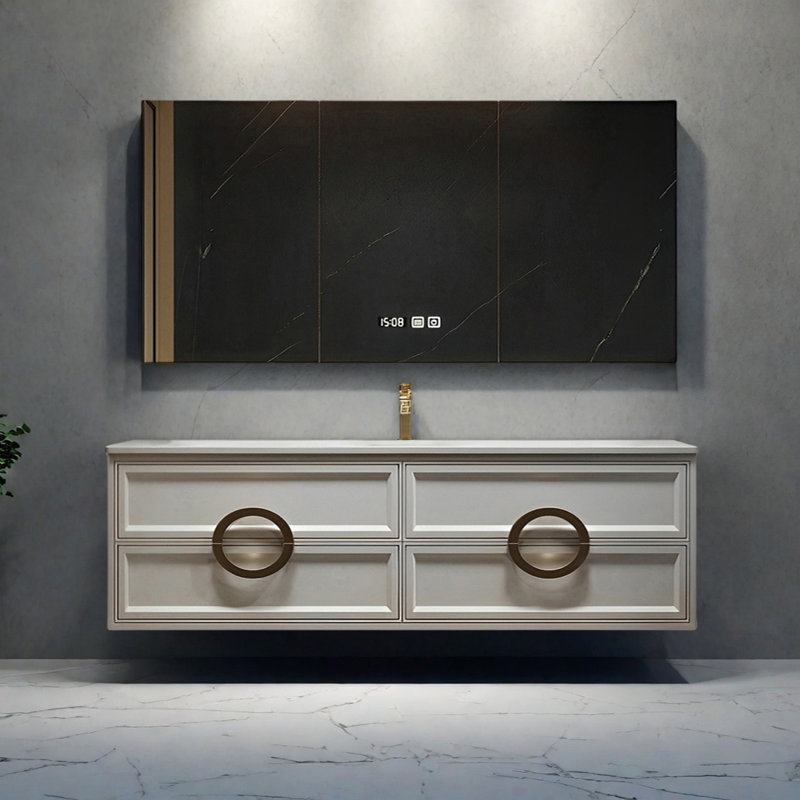 American-style single-basin bathroom cabinet, 60"