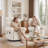 Recliner Chair, 360° Swivel Recliner with Heat & Massage, Chenille Upholstered Manual Recliners with Side Pockets-129205146