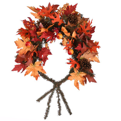 36" Maple Leaf Mailbox Swag with Battery Operated LED Lights