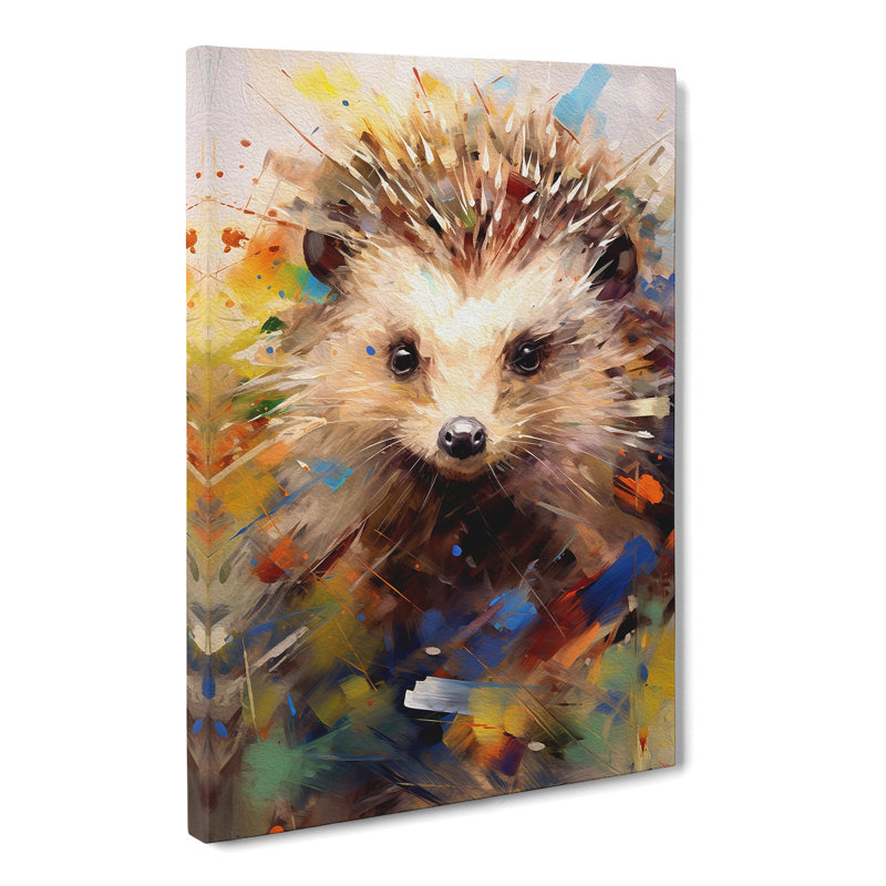 Hedgehog Gestural - Wrapped Canvas, 50cm H x 35cm W x 3cm D