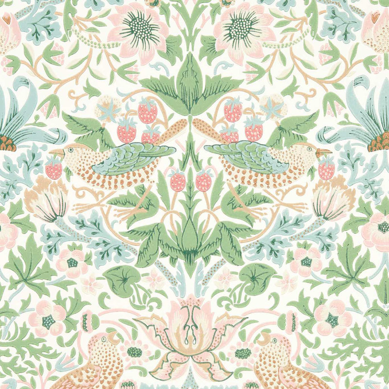Simply Strawberry Thief Wallpaper, Cochineal Pink