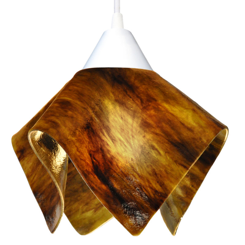 Amergin Flame Handcrafted Glass 1-Light Pendant, Small, White, Earth