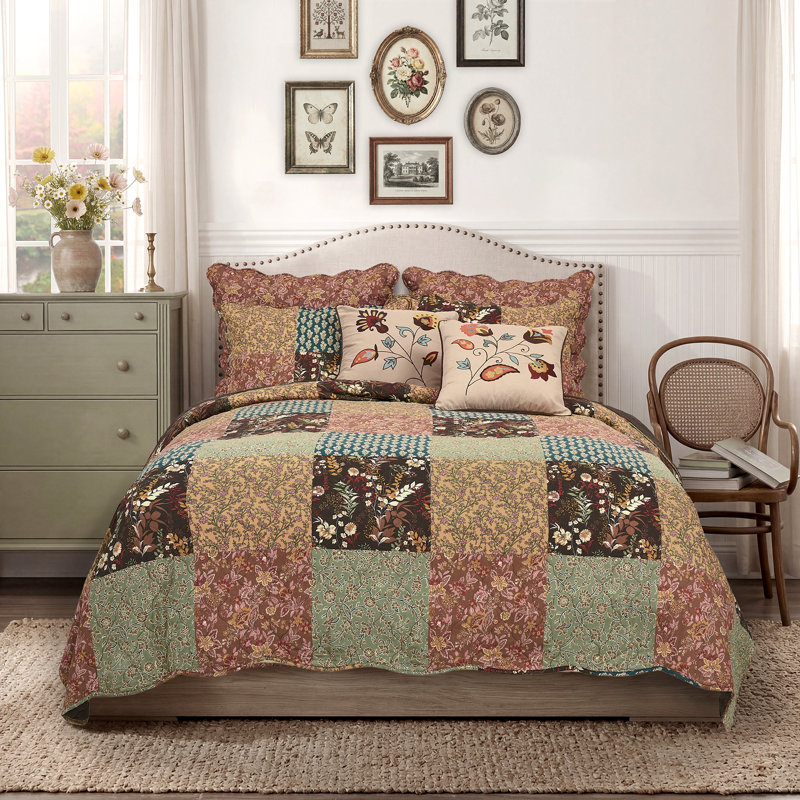 Ensemble de courtepointe multicolore Hazel de Greenland Home Fashions, 3 pièces, Double/Grand