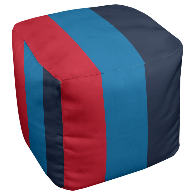 Repose-pieds cube à rayures de floride, H 18 po x l 18 po x P 18 po, Rouge / bleu poudre / bleu marine
