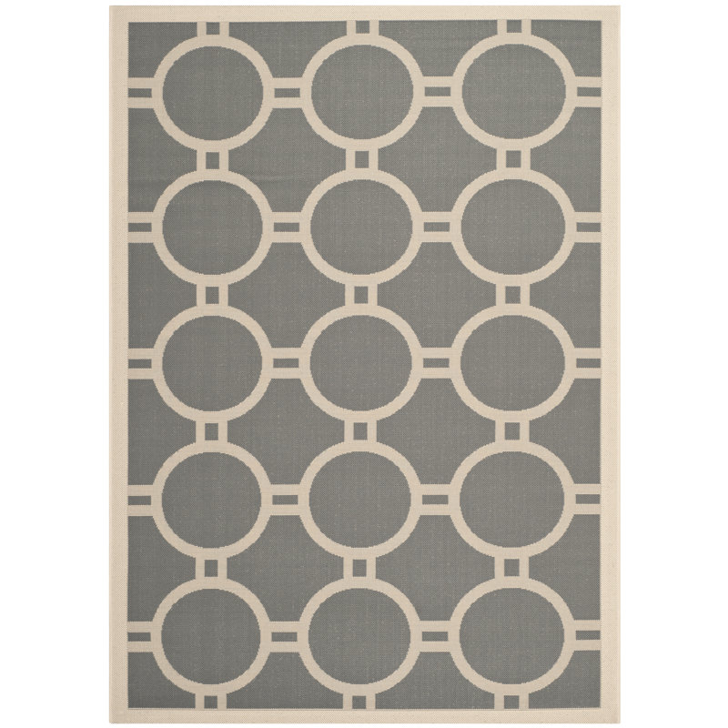 Arneshia Geometric Anthracite/Beige Area Rug, Rectangle 6'7" x 9'6"