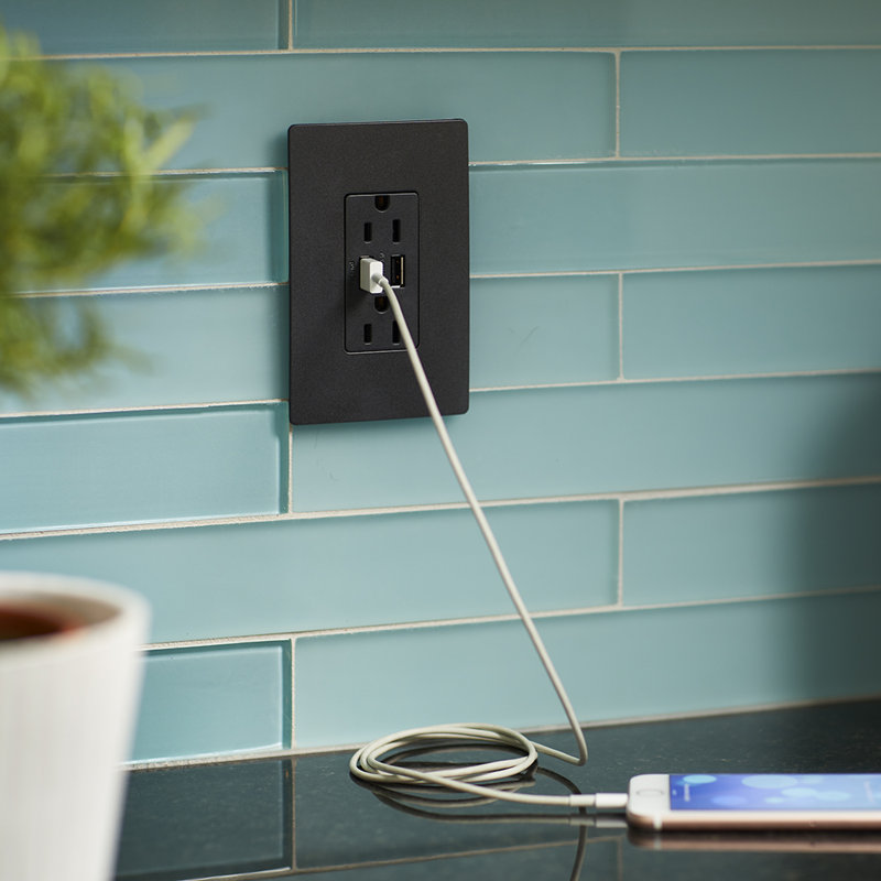 Prise USB A / A radiant inviolable 3,1 A Radiant 15 ampères, Graphite