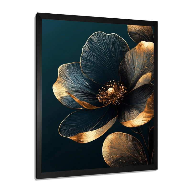 Kunze - Floral Wall Decor, Noir, H 20 po x l 12 po, Reproduction encadrée sans passe-partout