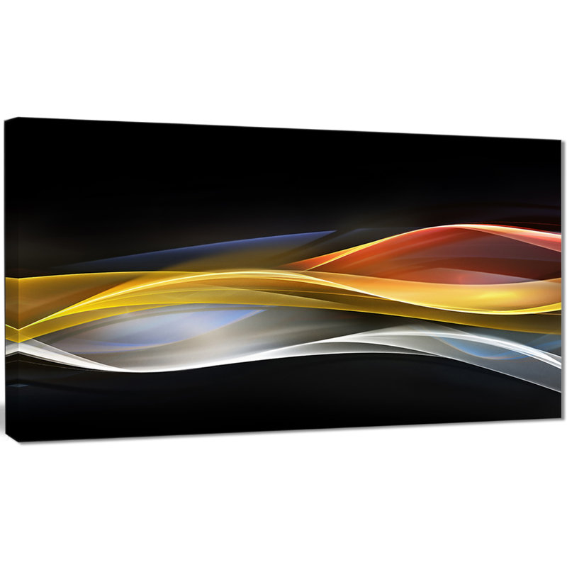 Conception de vagues 3D or argentées - impression sur toile tendue, H 20 po x l 20 po x P 1 po, Toile tendue