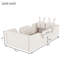Lit simple tapissier blanc pour lit simple avec 2 coussins en lapin, matelas d'une hauteur de 21 pouces et 8 pouces, traverses latérales amovibles, revêtement doux, pas de sommier tapissier requis, facile à assembler