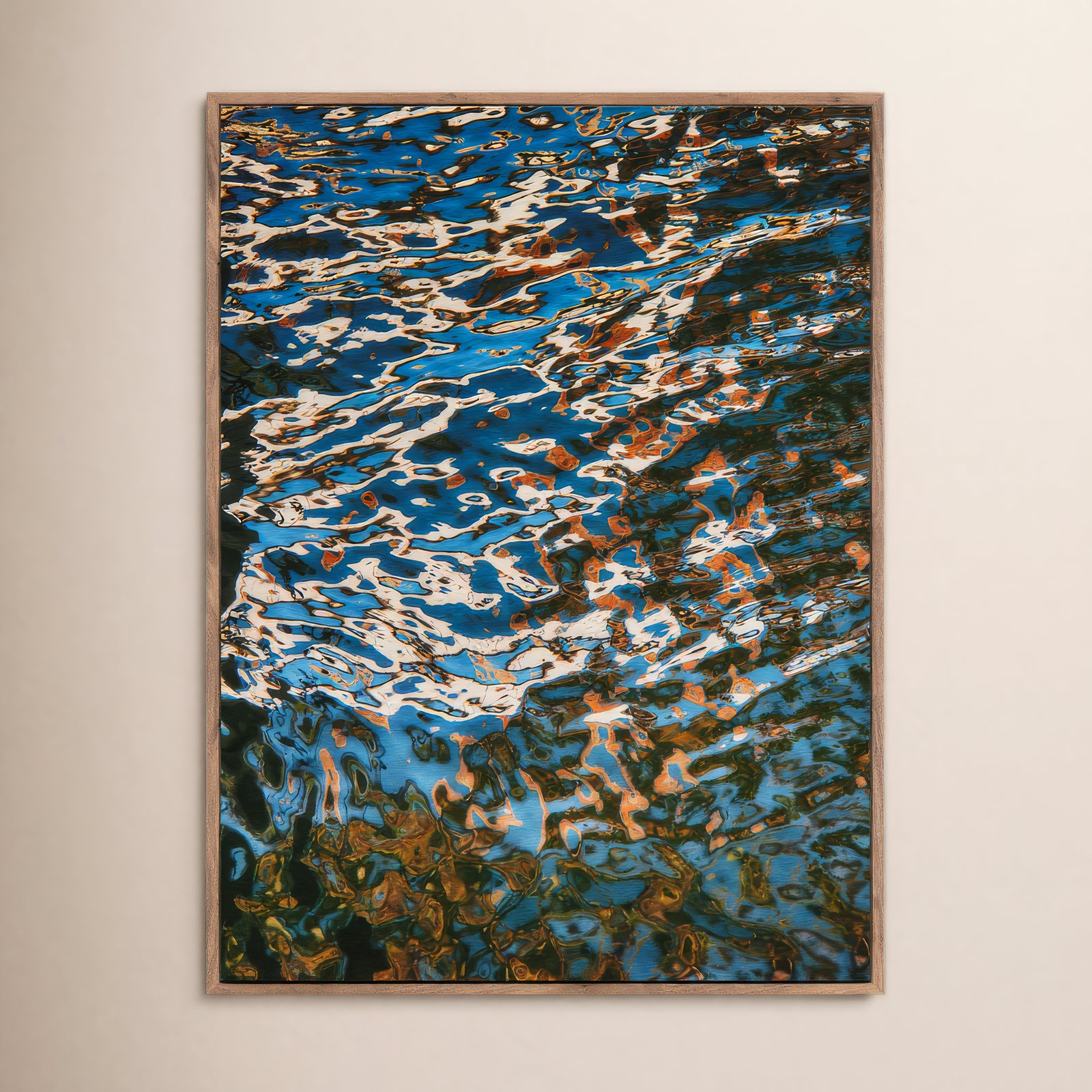 Mirissa "Reflecting Blue" Print by Geoffrey Baris, Dark Brown Framed, 40" H x 30" W x 2" D