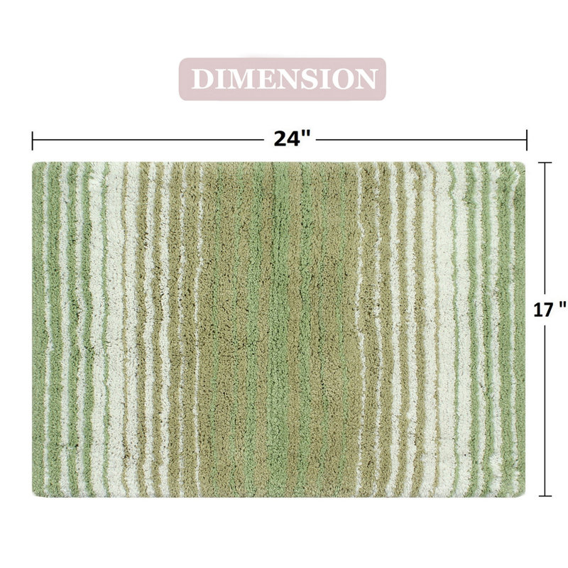 Griffie Plush 100 % Cotton Bath Rug, Single - 17" L x 24" W, Sage