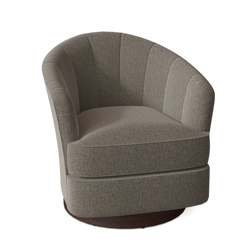 Tipsy Upholstered Swivel Barrel Chair, Hazelnut (8794 17), Nickel