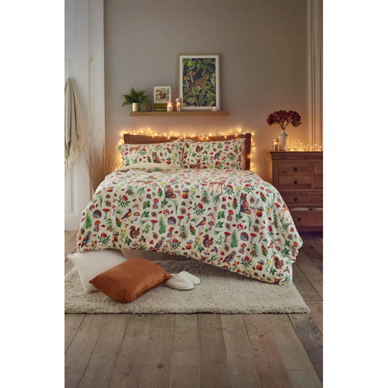 Autumn Animals Fleece Duvet Cover Set With Sherpa Geometric Duvet Cover Set with Pillowcases Included