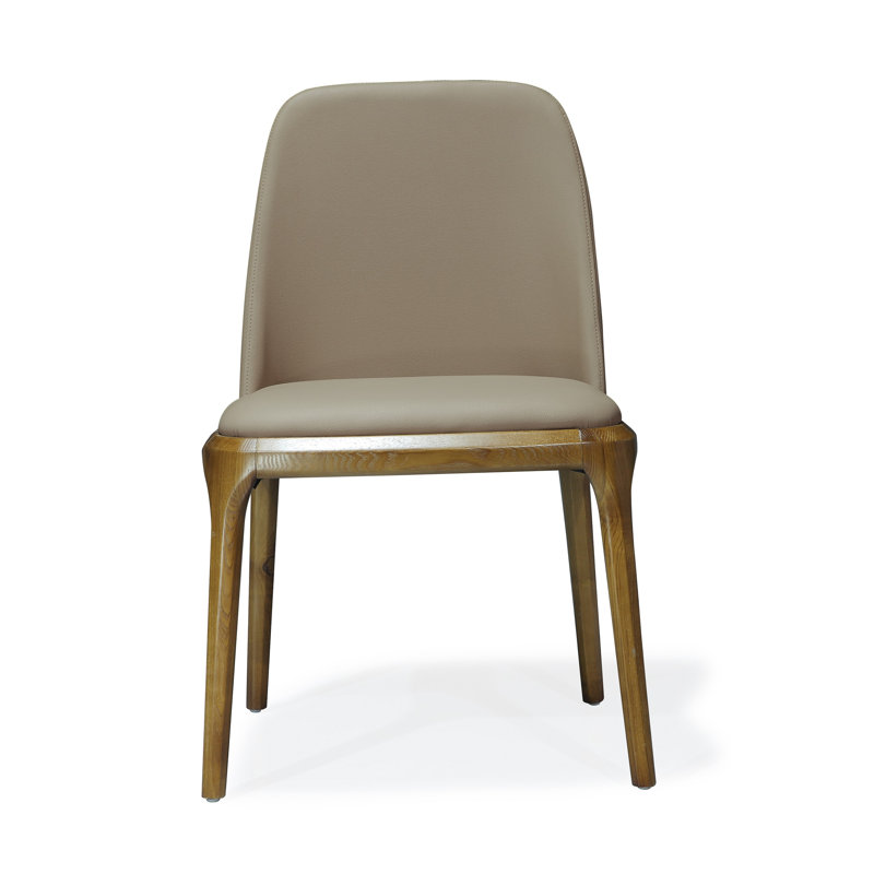 Courding Modern Vegan Leather Upholstered Ash Wood Side Chair in Tan, 1