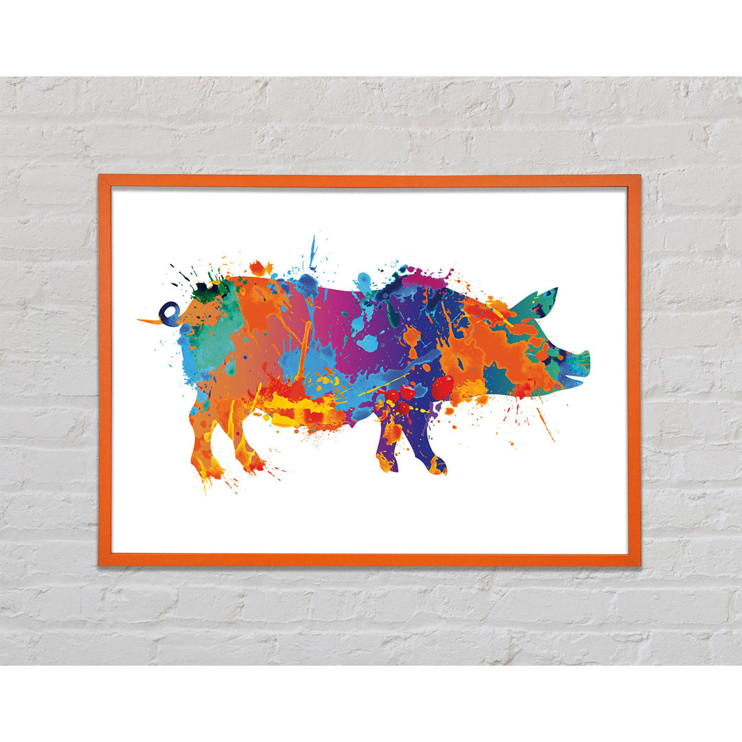 Colour Splash Pig Gerahmter Druck