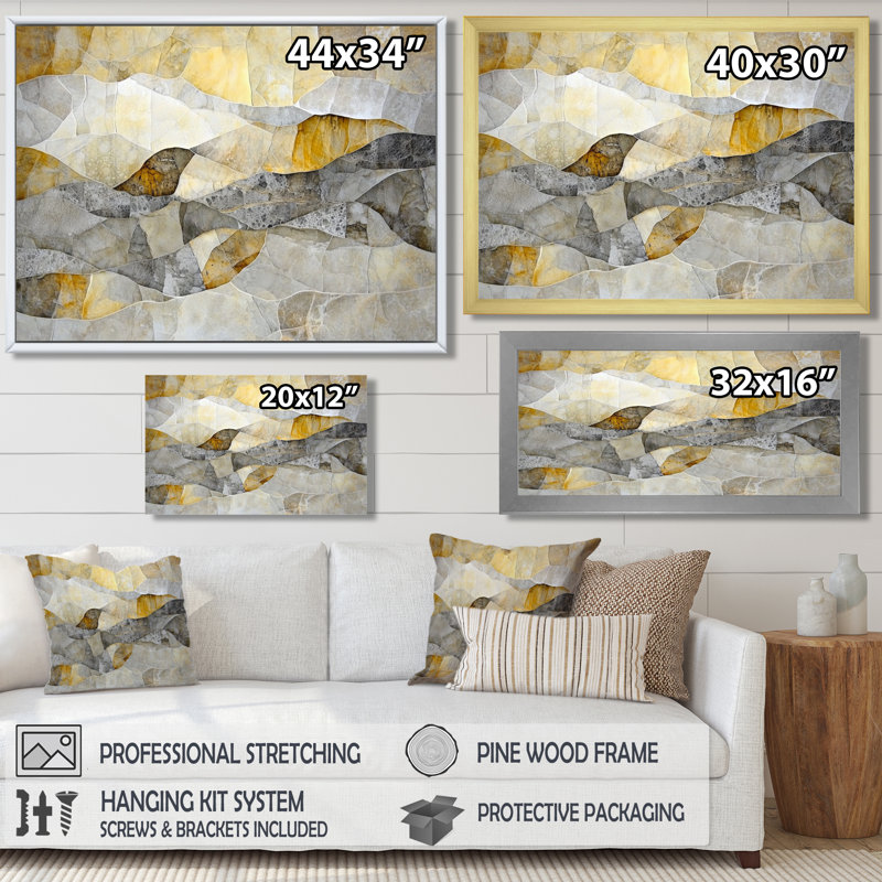 Perspect Marble Shift - impression d'art mural abstrait en marbre, 16" H x 32" W, Single Picture Framed Print without Mat