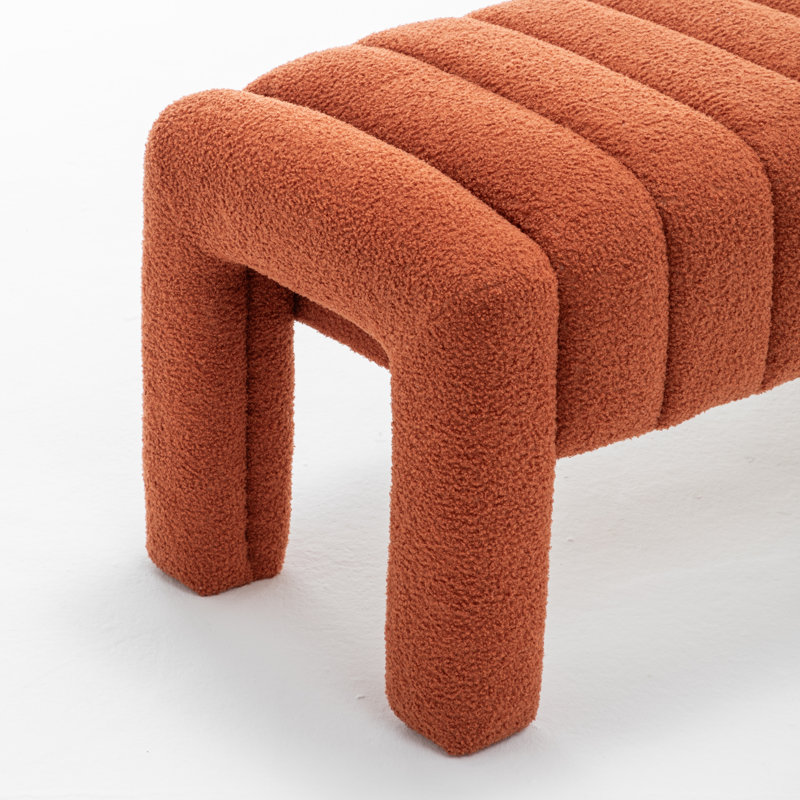 Channel Tufted Upholstered Bedroom Bench, Orange