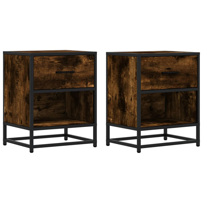 Amberle 40cm W Metal Bedside Table, 2, Grey Sonoma