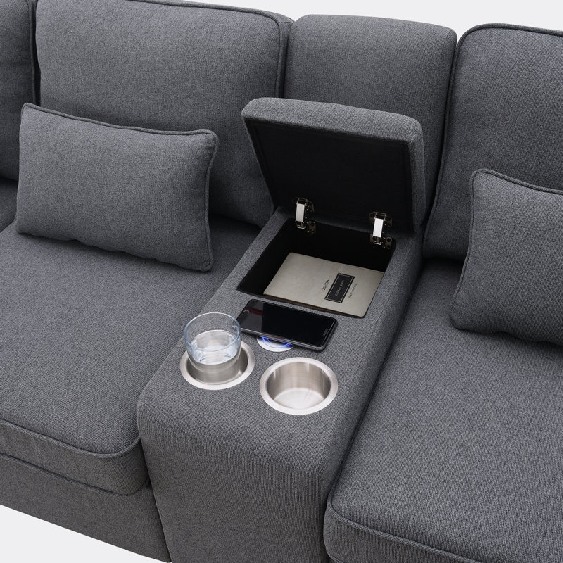 Gokdeniz Upholstered 114.2'' Sofa, Dark Gray Fabric