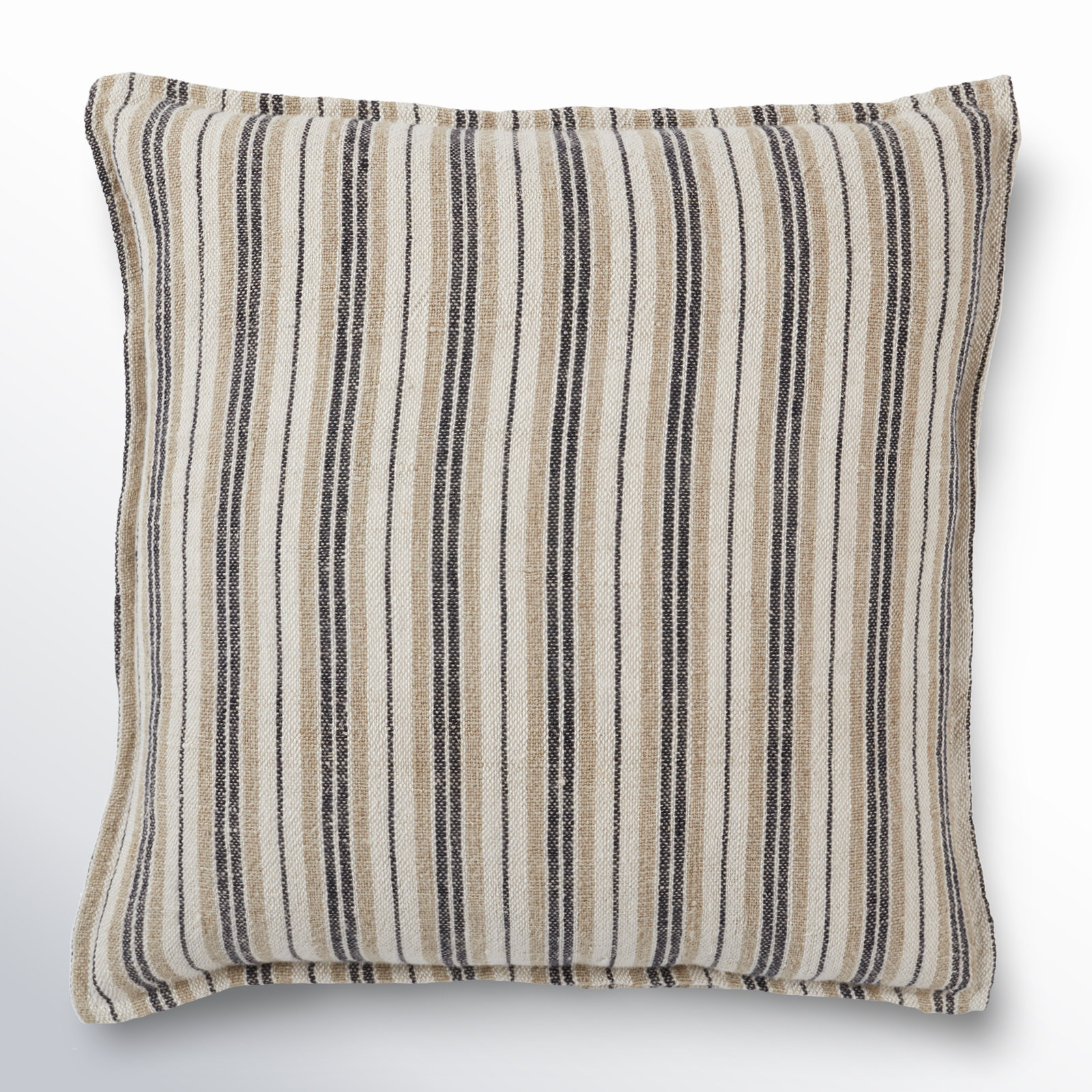 Regent Striped Linen Lumbar Throw Pillow, 100% Poly Fill, Dark Brown, Square 20"H x 20"W