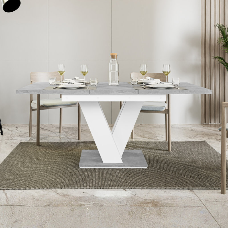 Masiv Extendable Dining Table, White/Grey