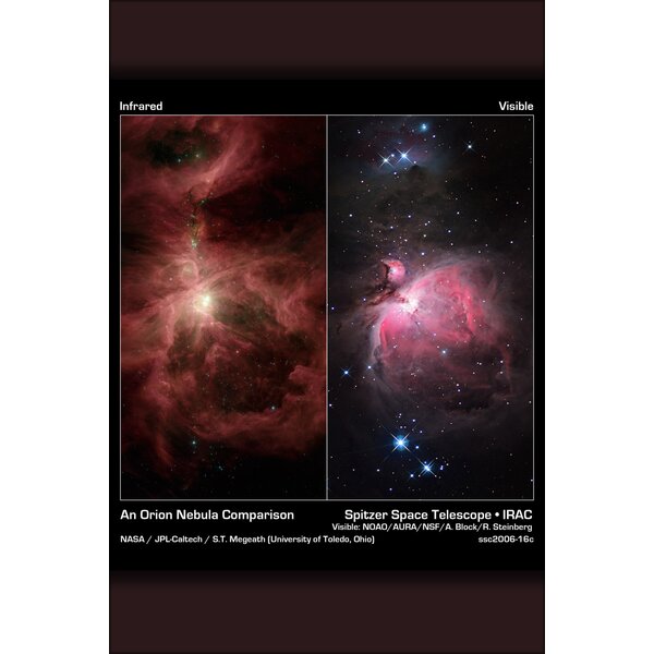 History Galore 24X36 Gallery Poster, Infrared & Visible Orion Nebula ...