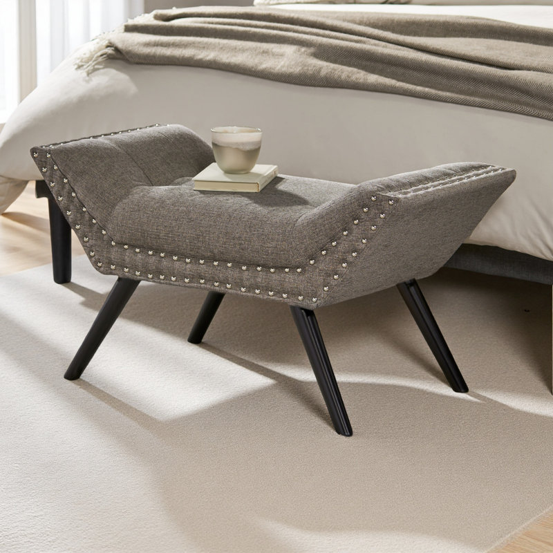 Banc rembourré Cescily, Gris