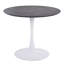 Table de salle à manger ronde de 36 pouces pour 4, style piédestal moderne avec plateau en marbre noir élégant et base en métal blanc